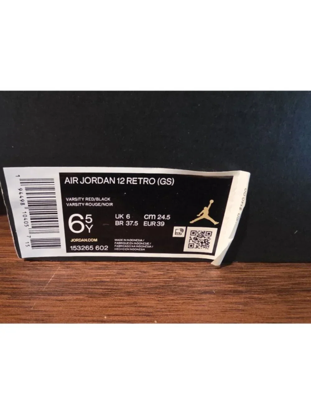 Nike Air Jordan 12 Retro GS Reverse Flu Game Varsity Red Black 153265-602...